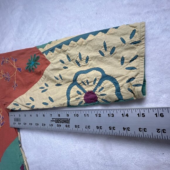 Vintage Silver Stream Patchwork Jacket One Size Cotton Bohemian Art To Wear - Picture 12 of 12